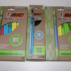 BIC Ecolutions Mechanical Pencil + Pens Recycled 0.7mm Point Black Blue Set/Lot